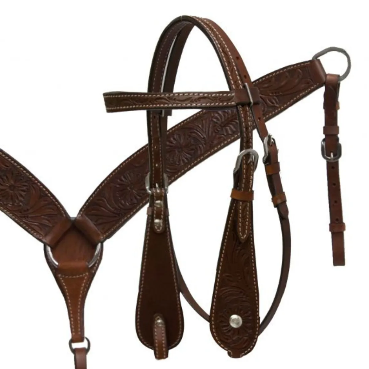 15", 16", 17" DOUBLE T PLEASURE STYLE SADDLE SET WITH FLORAL TOOLING