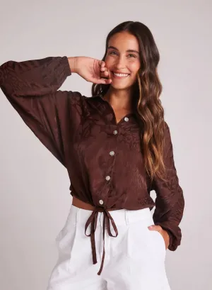 BEL Drawcord Waist Shirt in Cafe Noir