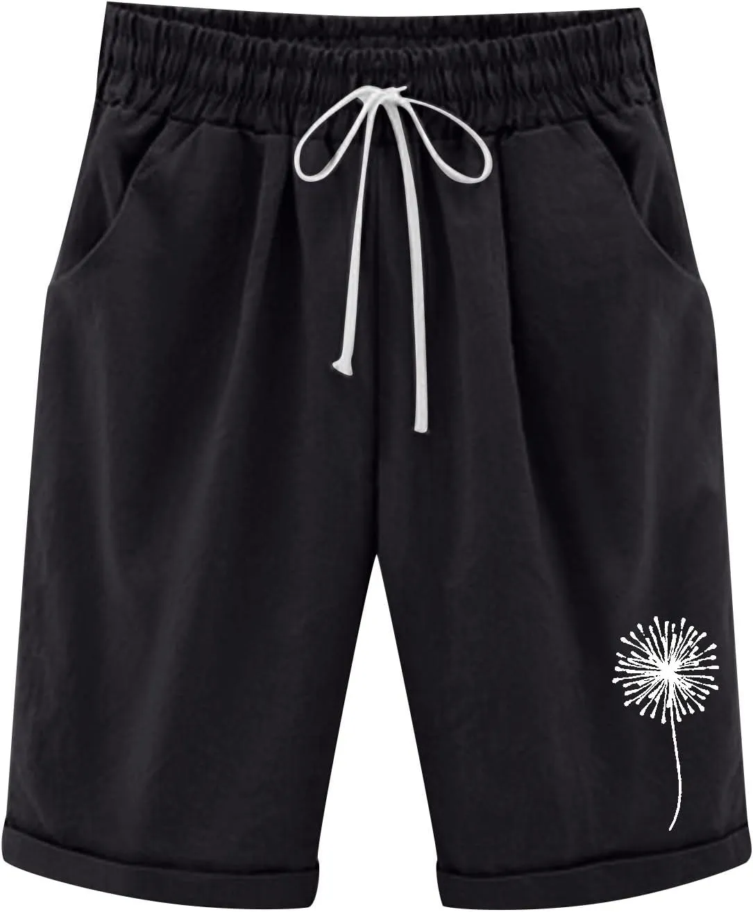 Bermuda Shorts for Women Cotton Linen Drawstring Summer Elastic High Waisted Shorts Loose Comfy Beach Trendy Shorts