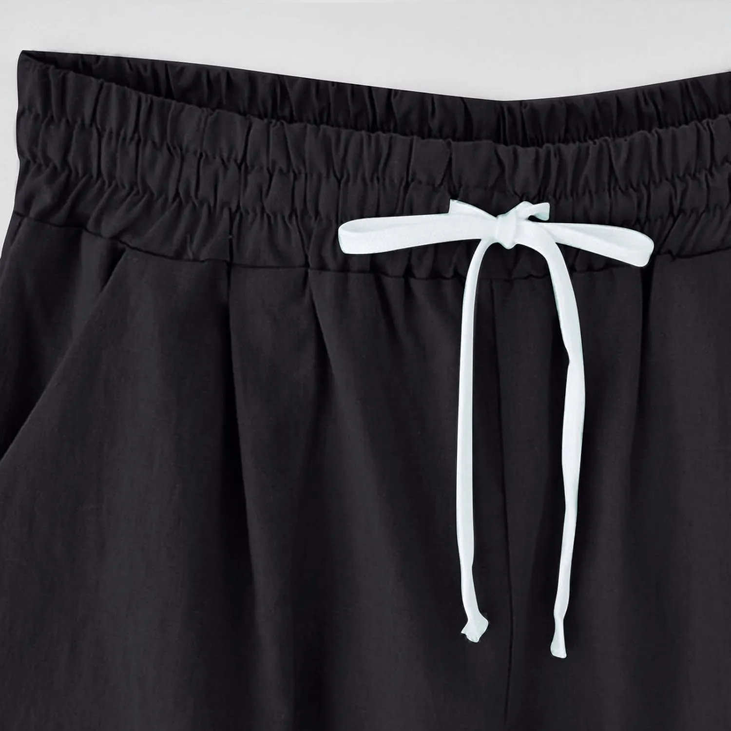 Bermuda Shorts for Women Cotton Linen Drawstring Summer Elastic High Waisted Shorts Loose Comfy Beach Trendy Shorts