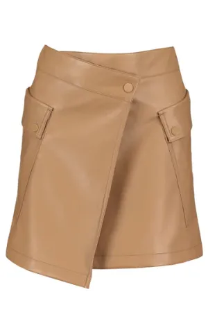 Bishop   Young Camel Margarita Vegan Leather Mini Skirt