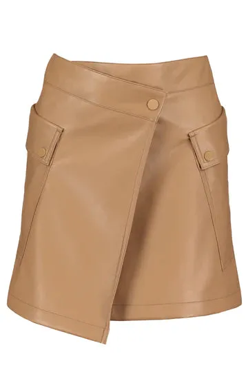 Bishop   Young Camel Margarita Vegan Leather Mini Skirt
