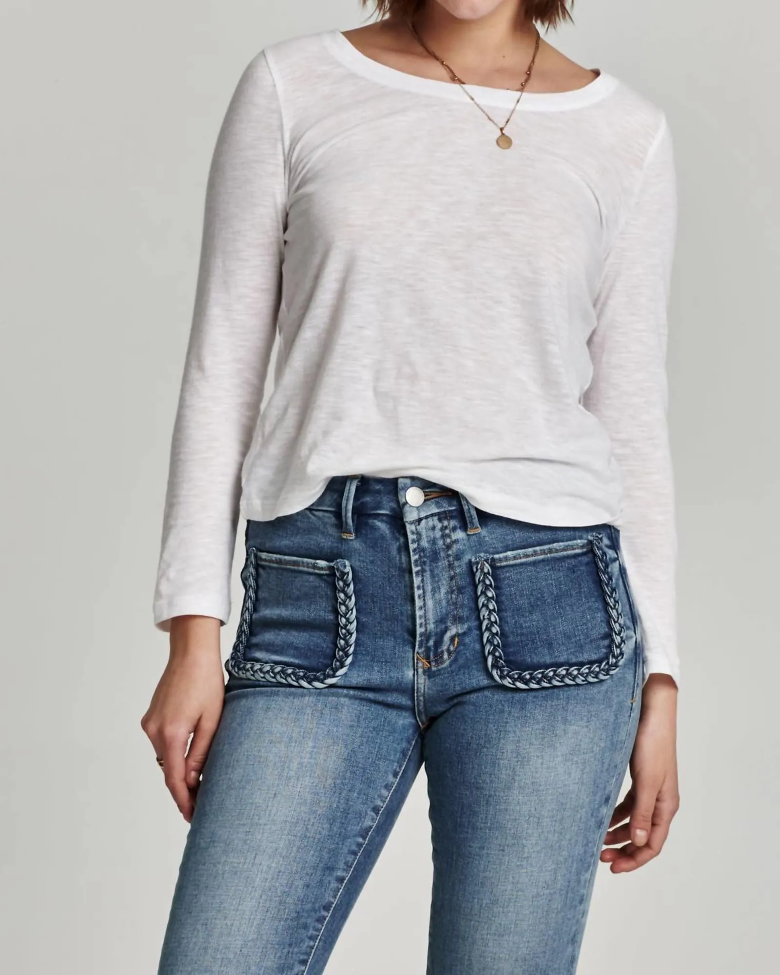 Cassie Long Sleeve Top in White | White