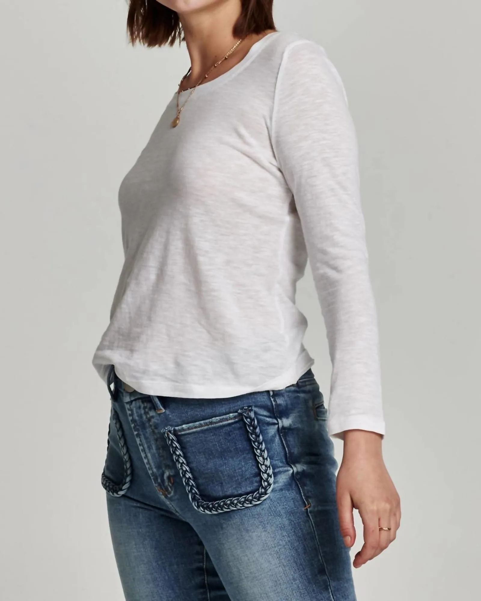 Cassie Long Sleeve Top in White | White