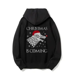 Christmas Is Coming Graphic Pullover With Kangaroo Pocket Hoodies