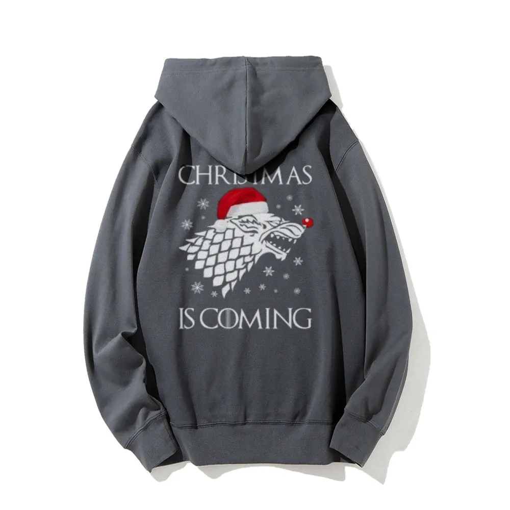 Christmas Is Coming Graphic Pullover With Kangaroo Pocket Hoodies
