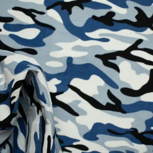 Cotton Corduroy Prints Design 12 Blue Camouflage
