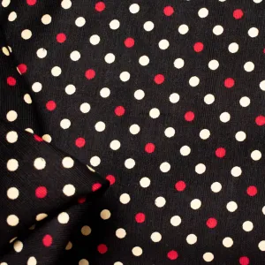 Cotton Corduroy Prints Design 7 Red & White Dots on Black