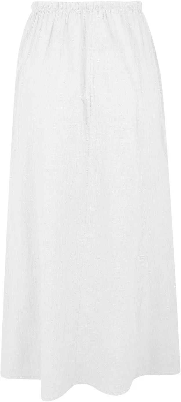 Cotton Linen Skirts for Women Maxi Length Summer Skirts Drawstring A-Line Casual Loose Flowy Ankle Long Beach Skirt
