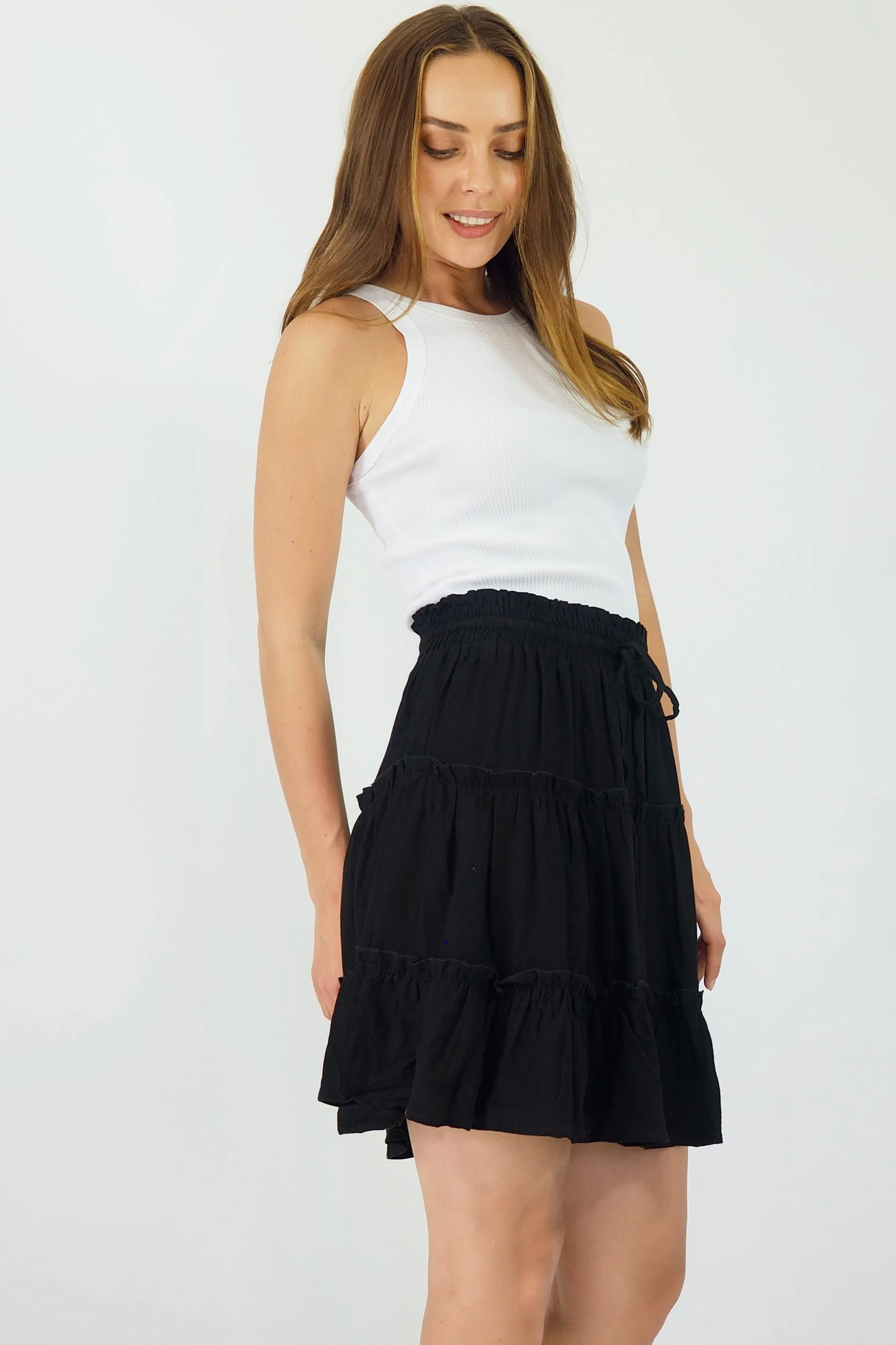 Delphine Linen Skirt - Black