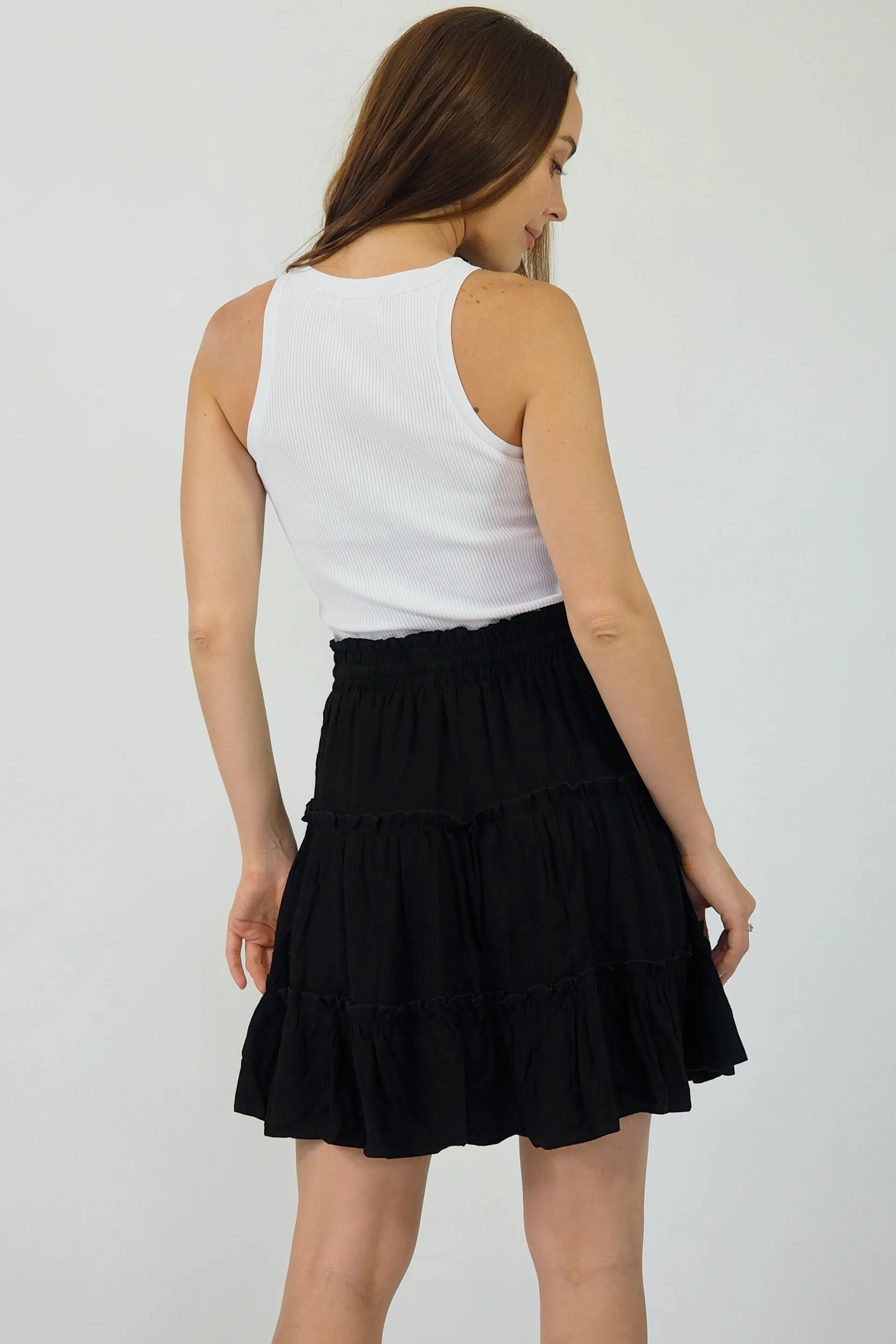 Delphine Linen Skirt - Black