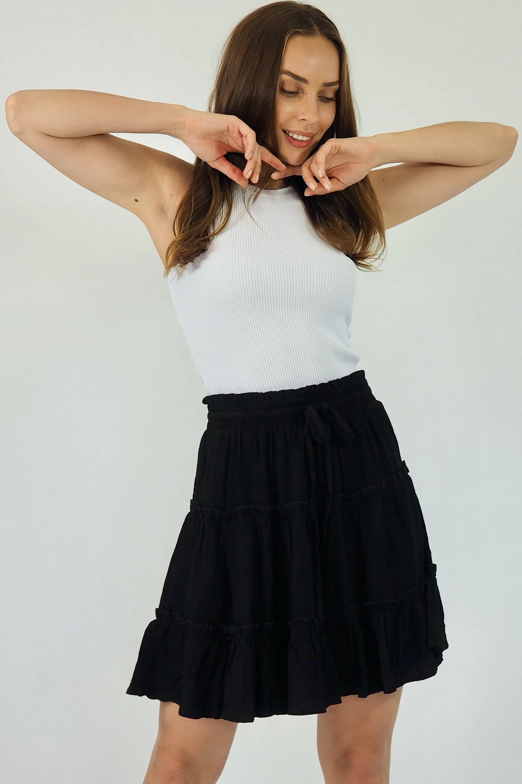 Delphine Linen Skirt - Black