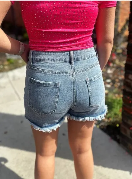 Denim Crossover Shorts