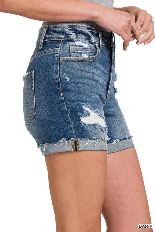 Distressed Denim Shorts