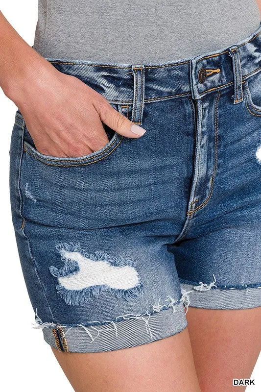 Distressed Denim Shorts