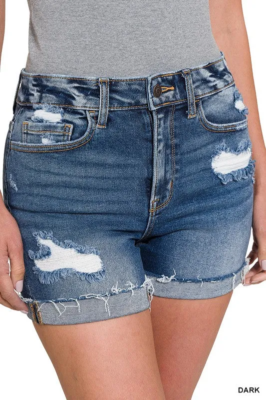 Distressed Denim Shorts