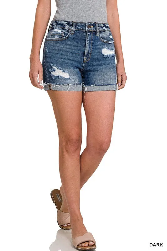 Distressed Denim Shorts