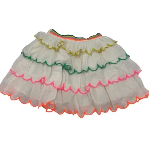 Elastic Waist Ruffle Skirt / Multi Color Stitch