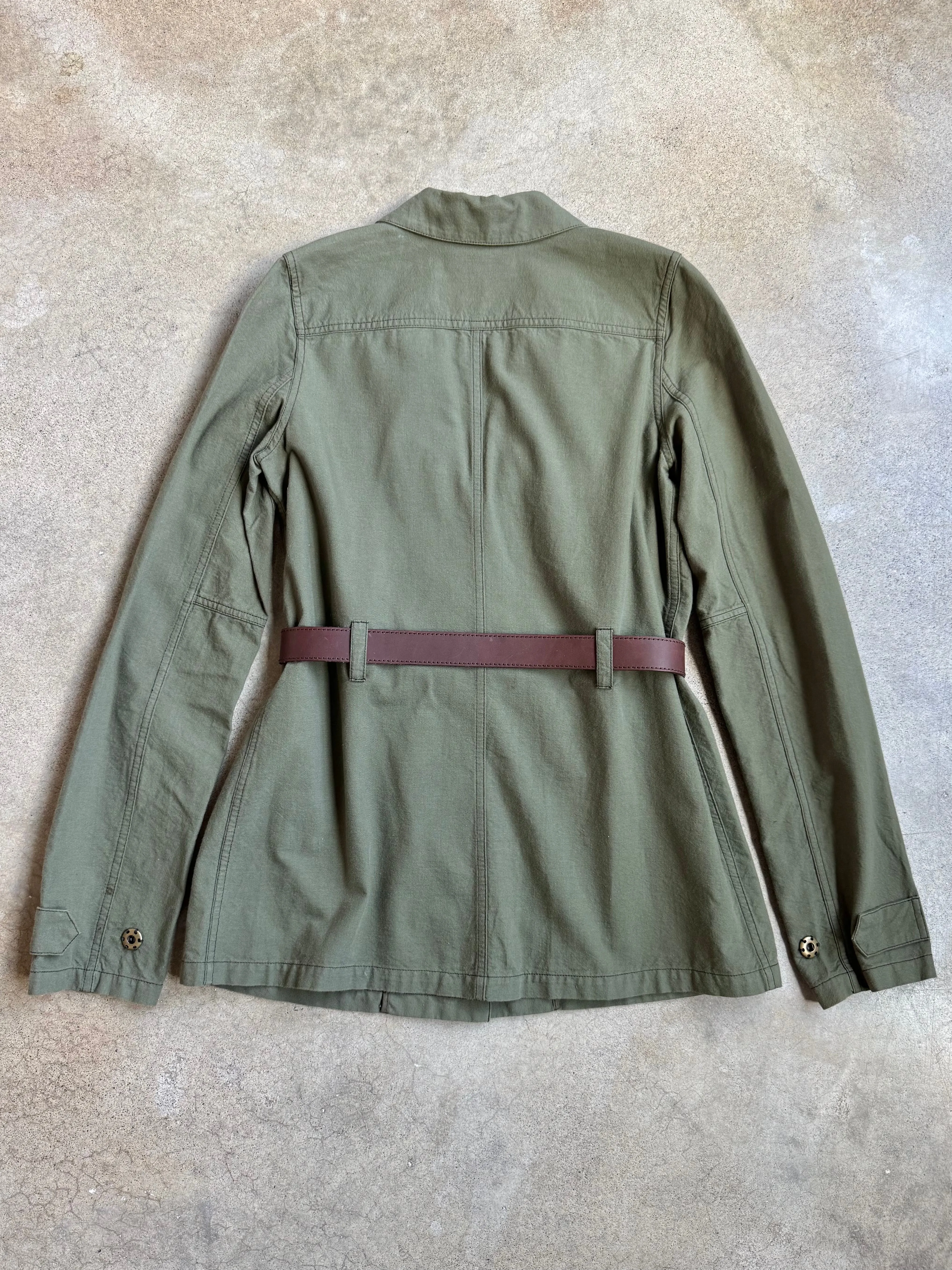 Elizabeth & James Green Belted Cotton Utility Jacket (S)