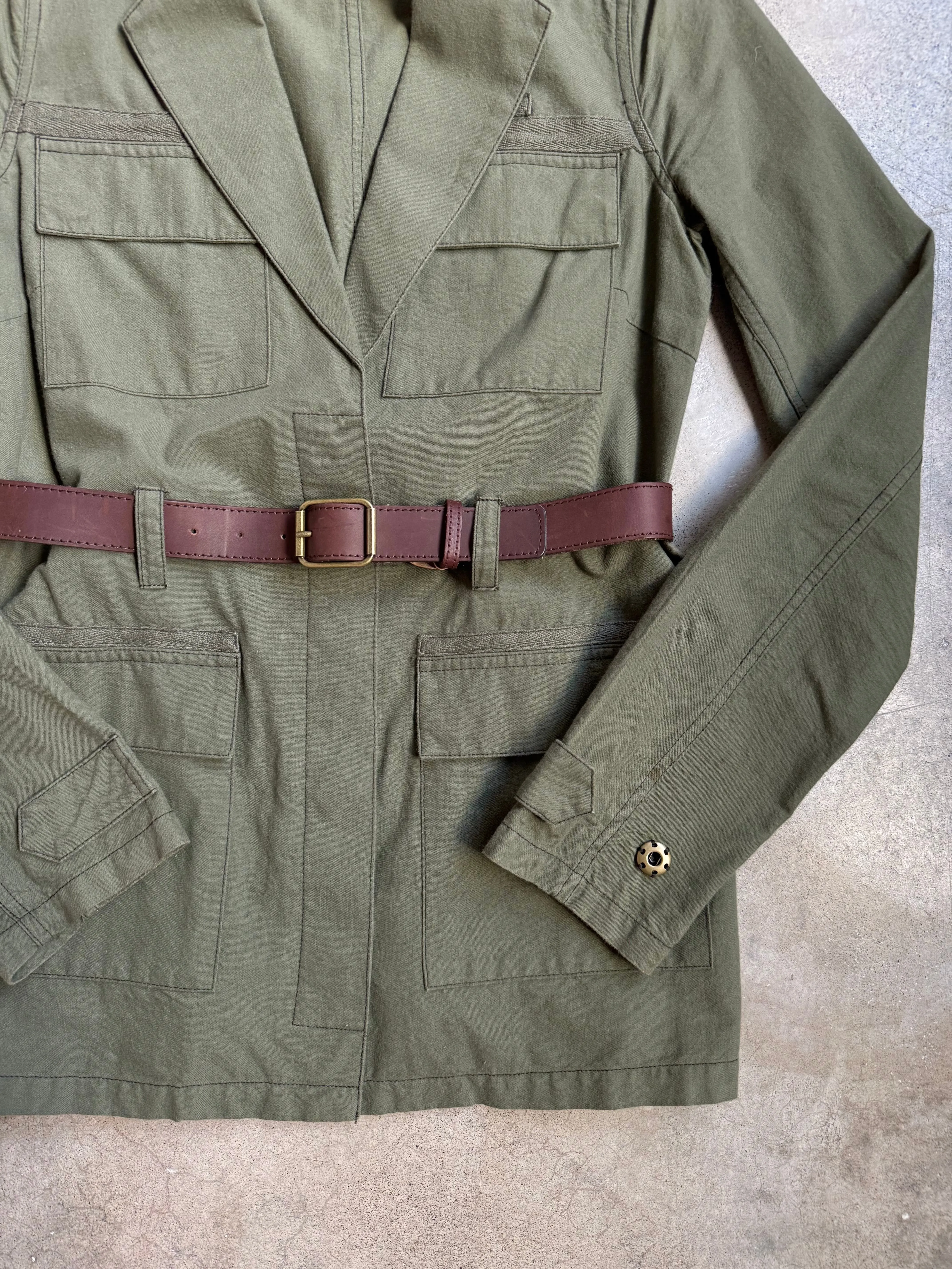 Elizabeth & James Green Belted Cotton Utility Jacket (S)