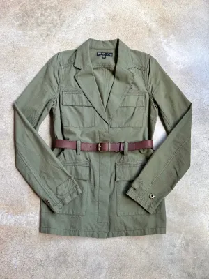Elizabeth & James Green Belted Cotton Utility Jacket (S)