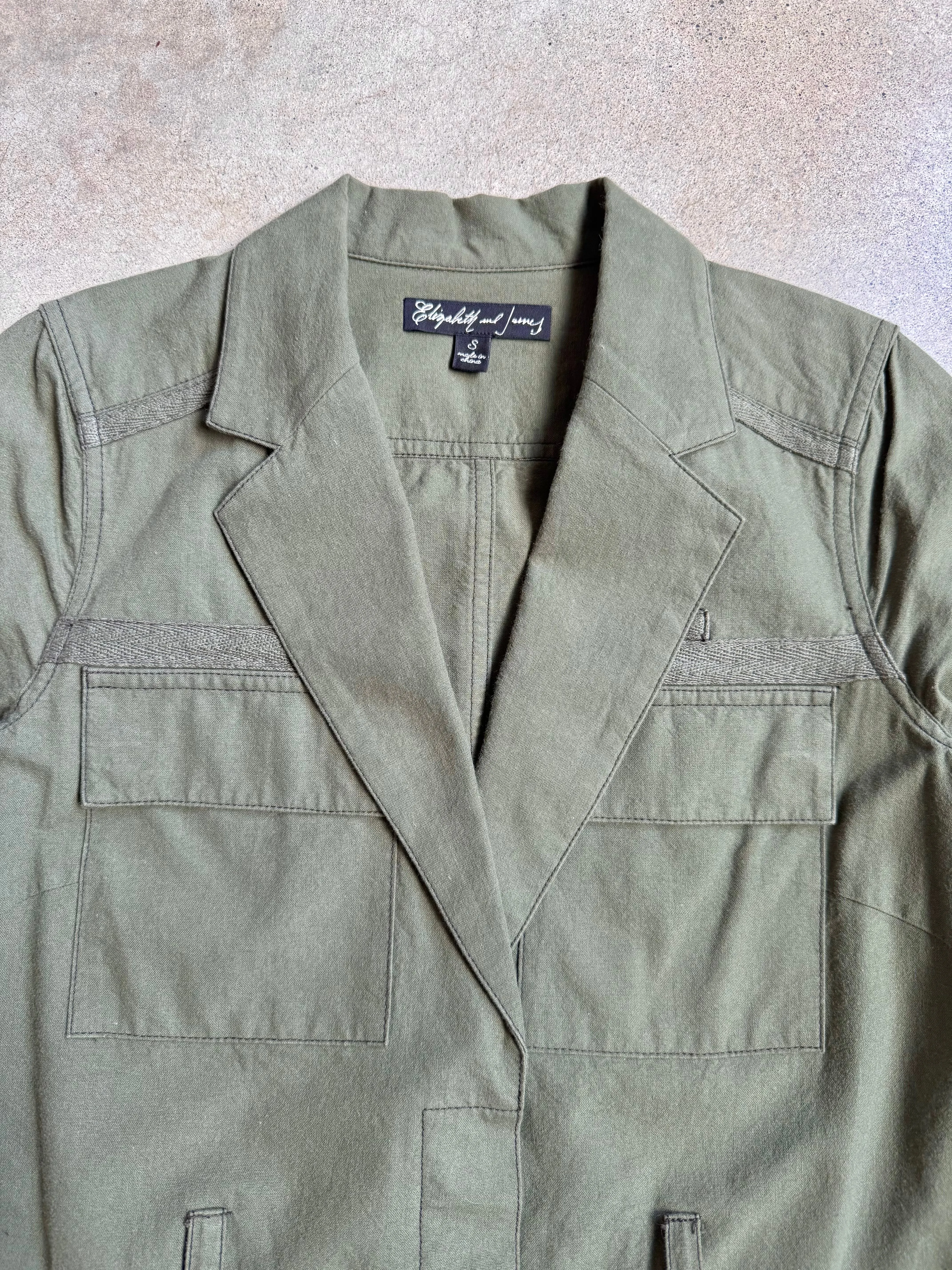 Elizabeth & James Green Belted Cotton Utility Jacket (S)