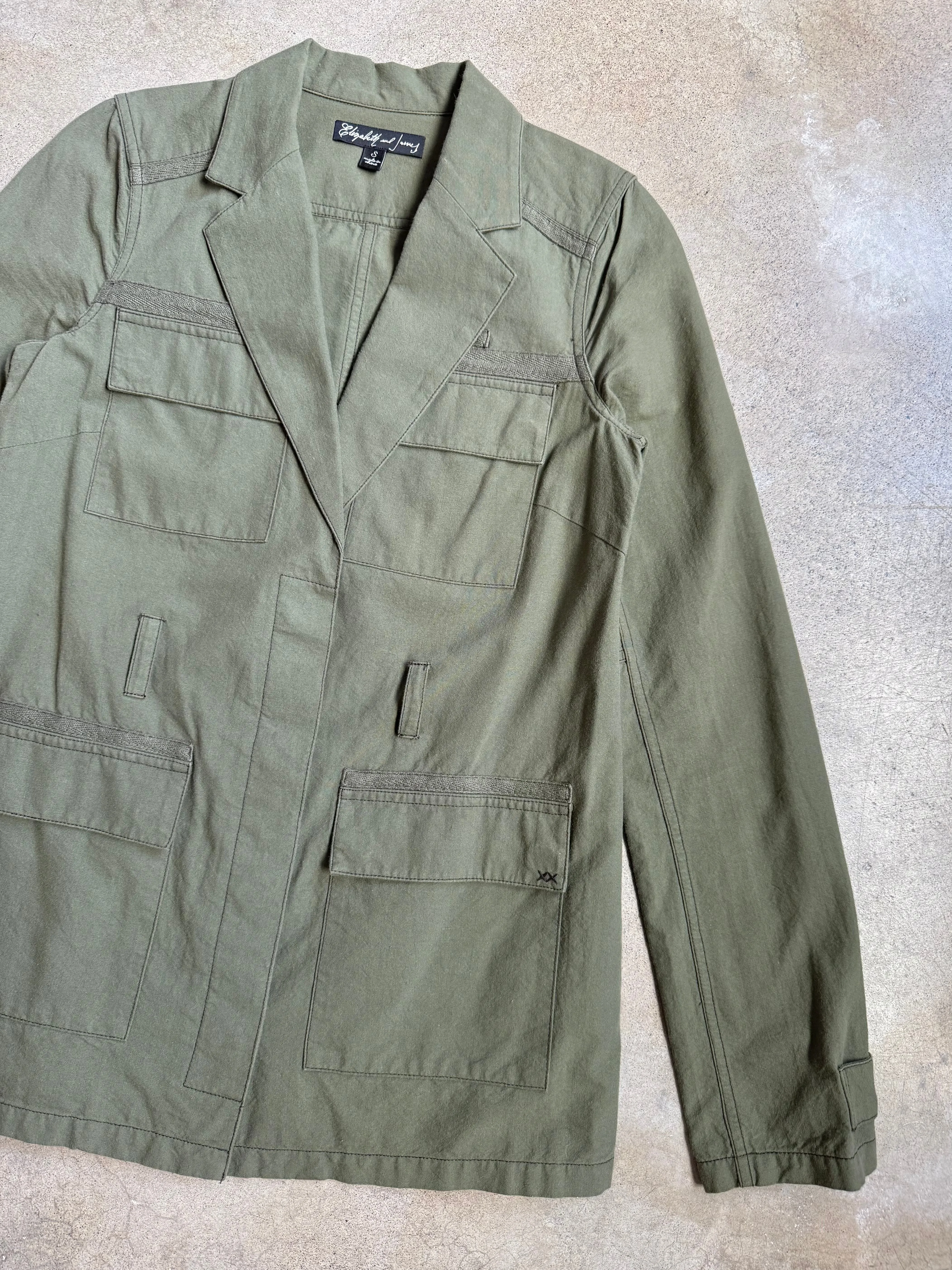 Elizabeth & James Green Belted Cotton Utility Jacket (S)
