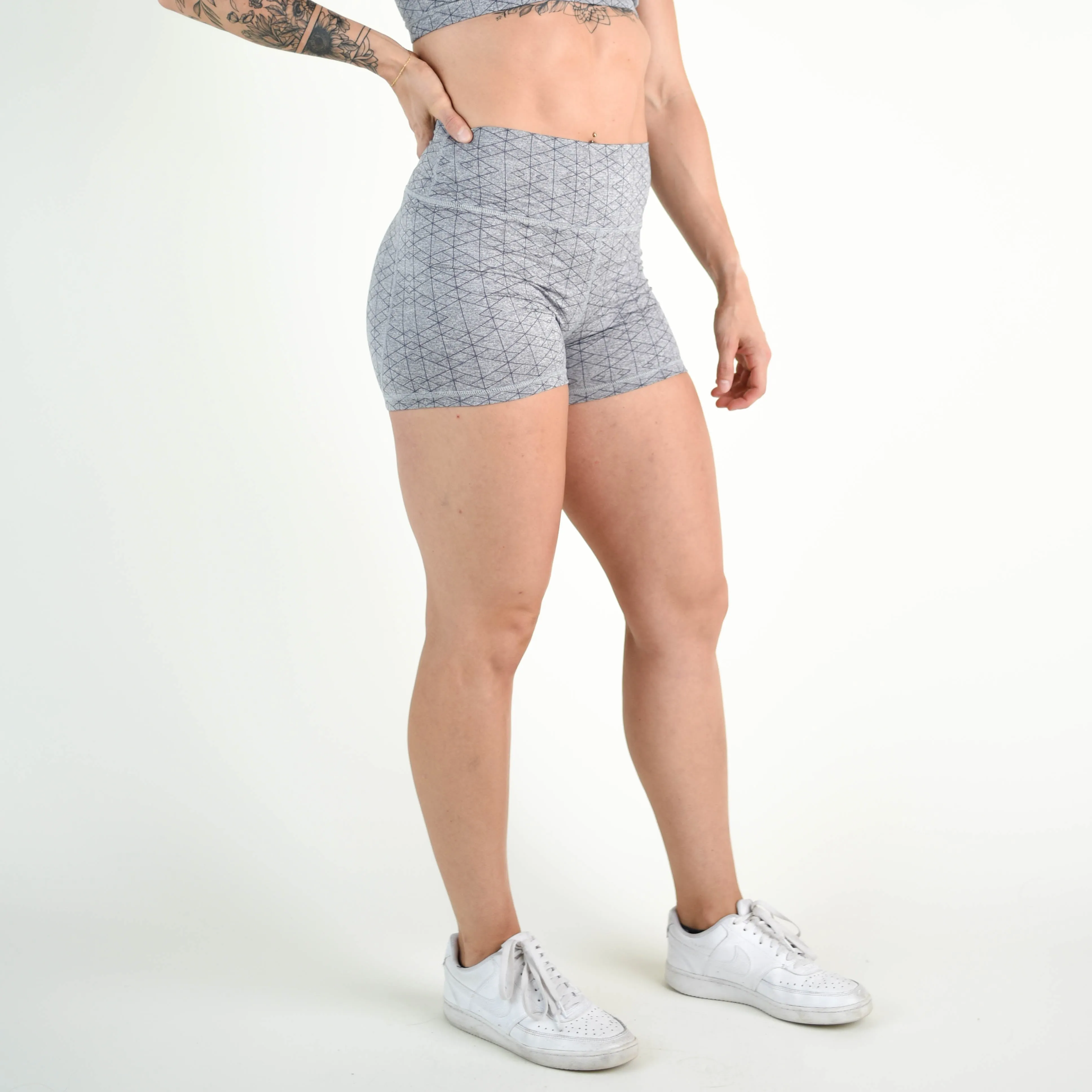 FLEO Heather Silver Geo Shorts (True High Contour)