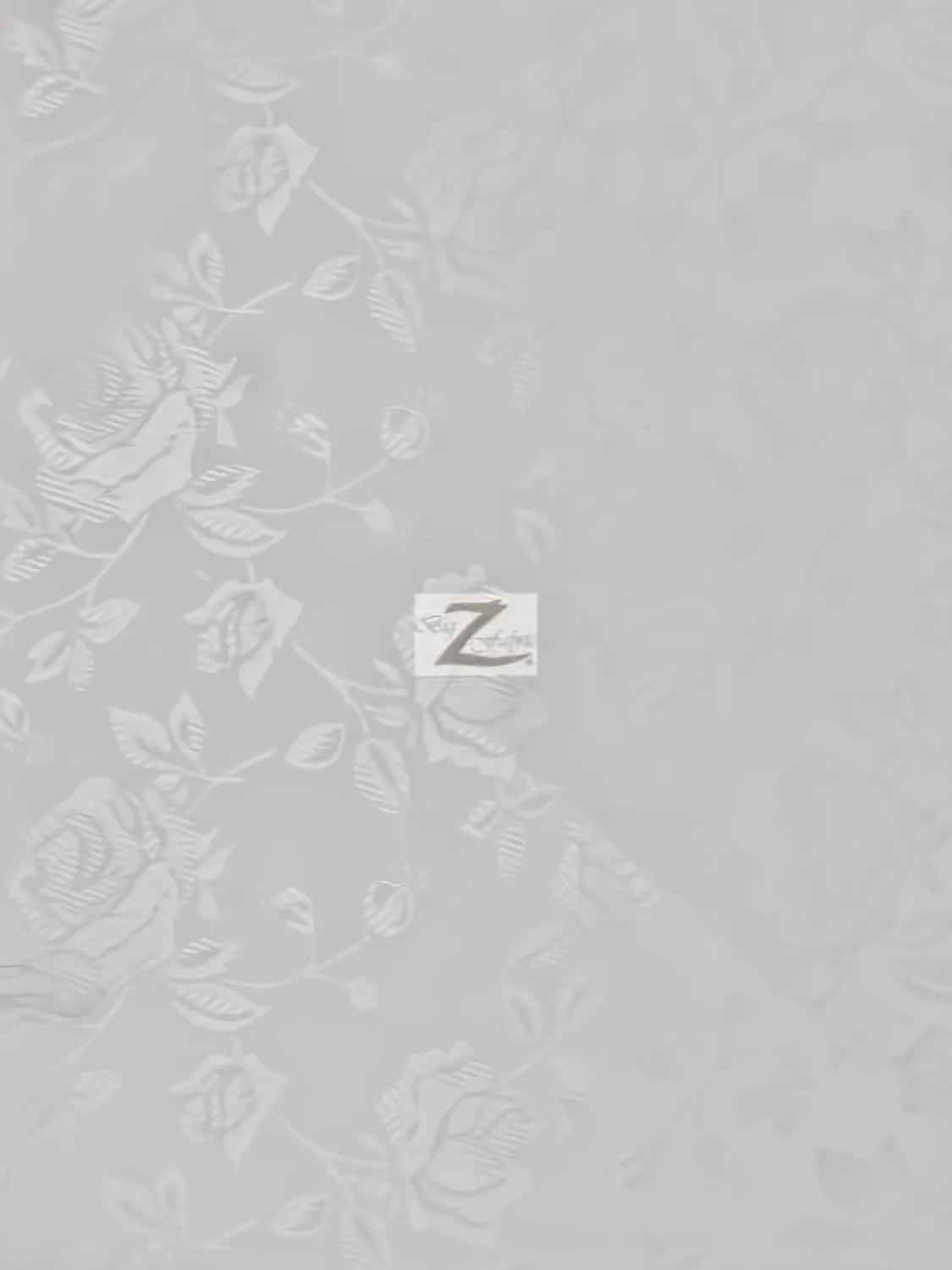 Floral Rose Jacquard Satin Fabric / Silver / Sold By The Yard