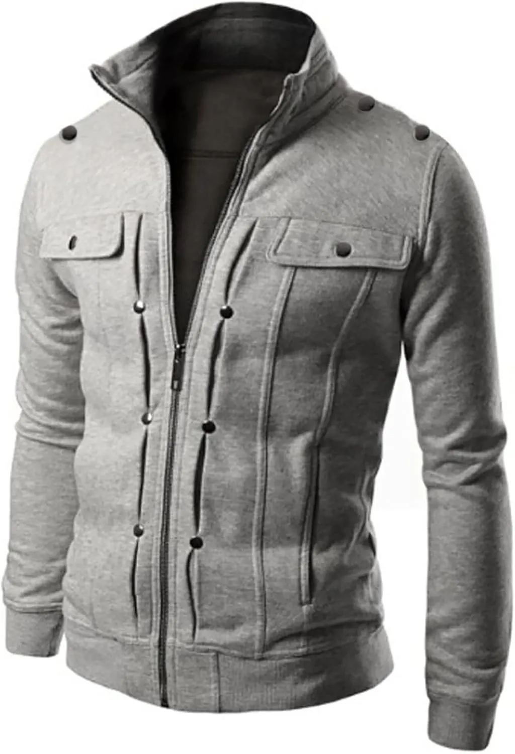 Full Zip up Sweatshirt Jacket for Men Stand Collar Slim Fit Athletic Track Jacket Long Sleeve Mock Neck Sweatshirt