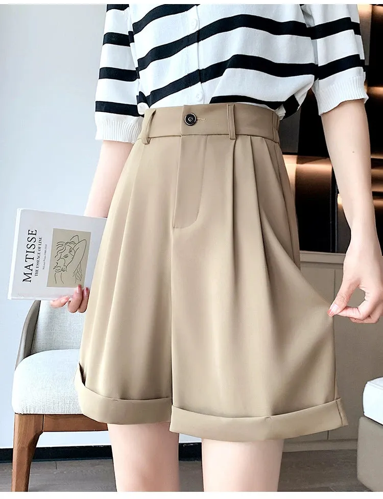 High-Waisted Suit Shorts