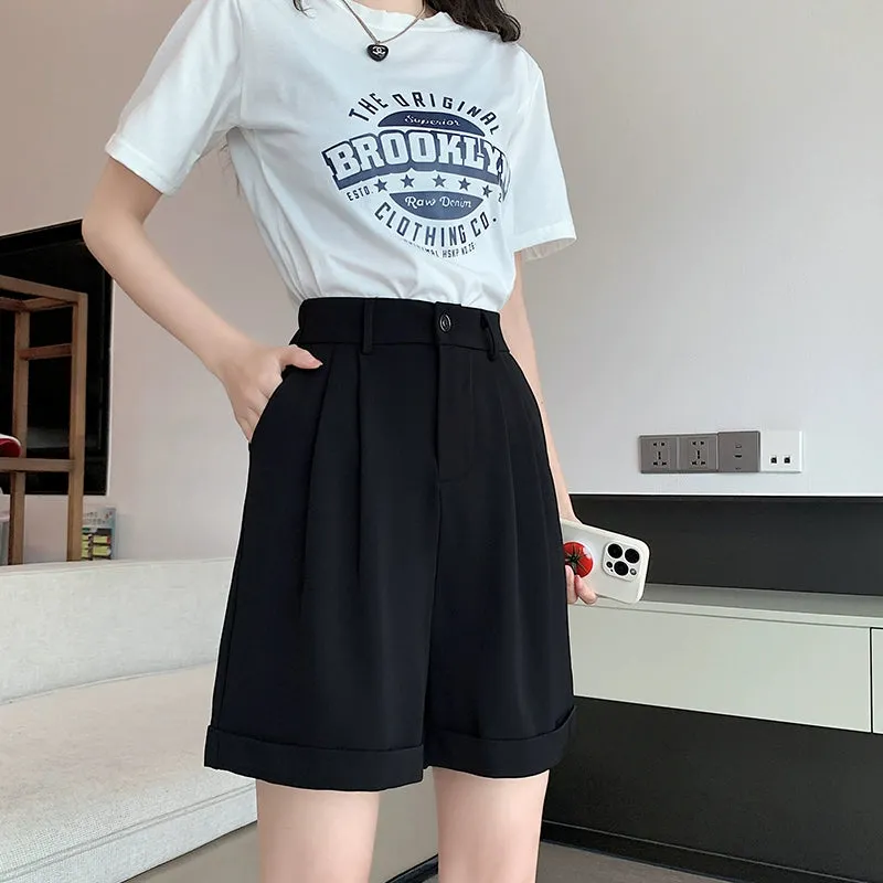 High-Waisted Suit Shorts
