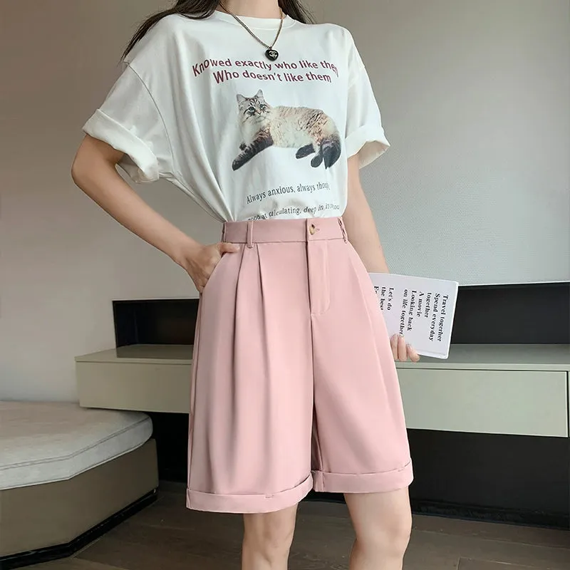 High-Waisted Suit Shorts