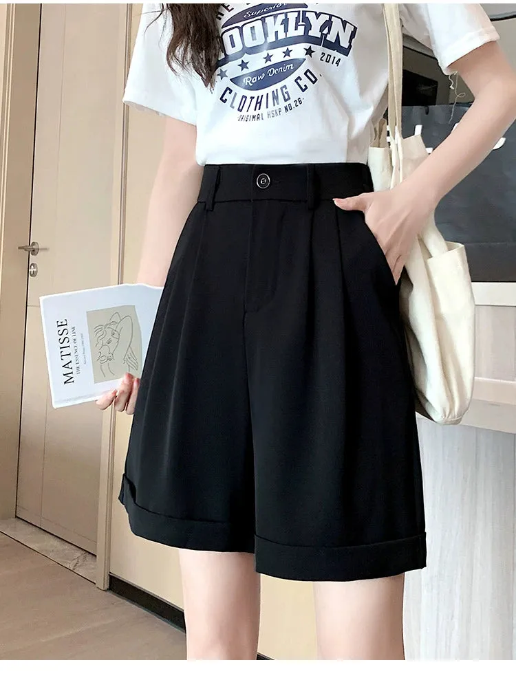 High-Waisted Suit Shorts