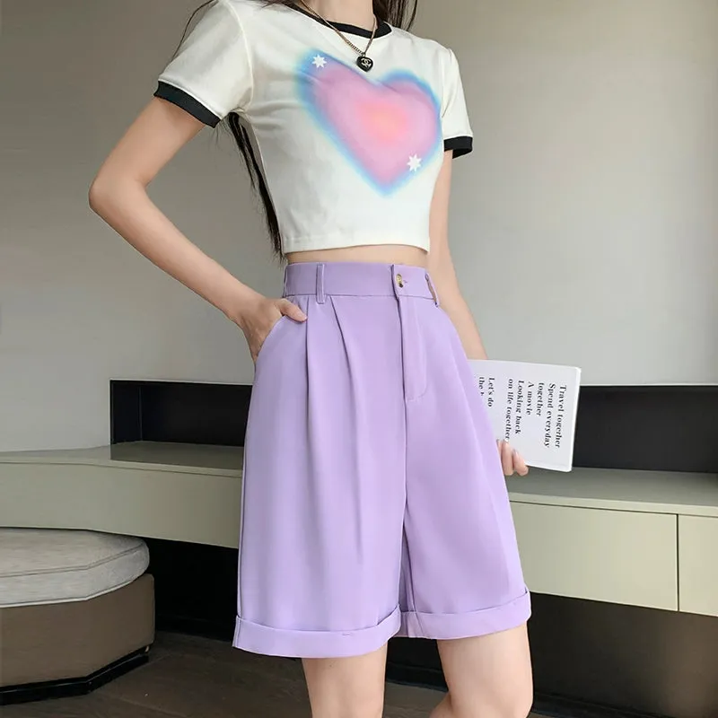 High-Waisted Suit Shorts