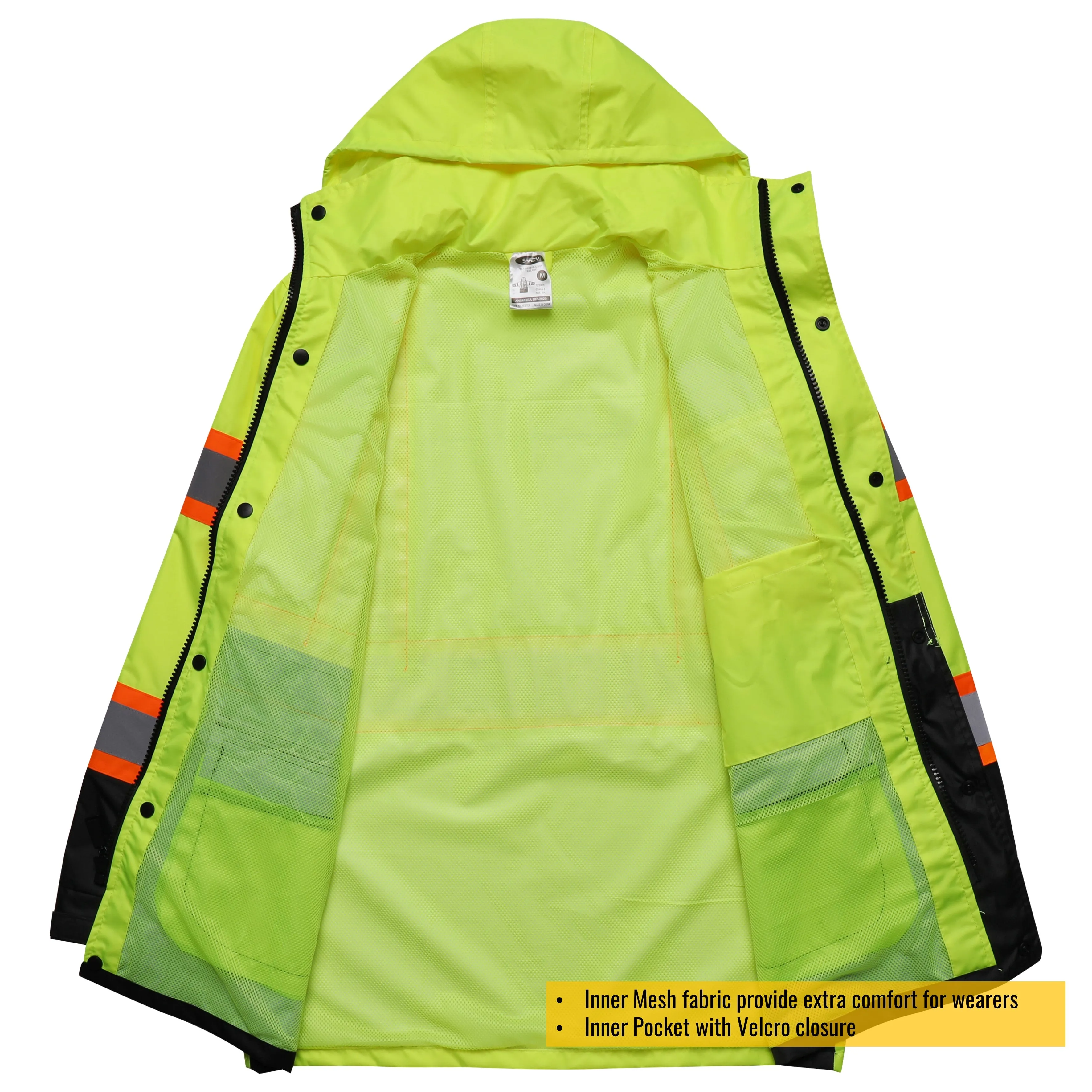 JKSafety Hi-Vis Rain Gear, Waterproof Reflective Rain Jacket and Pants (JKRS117)