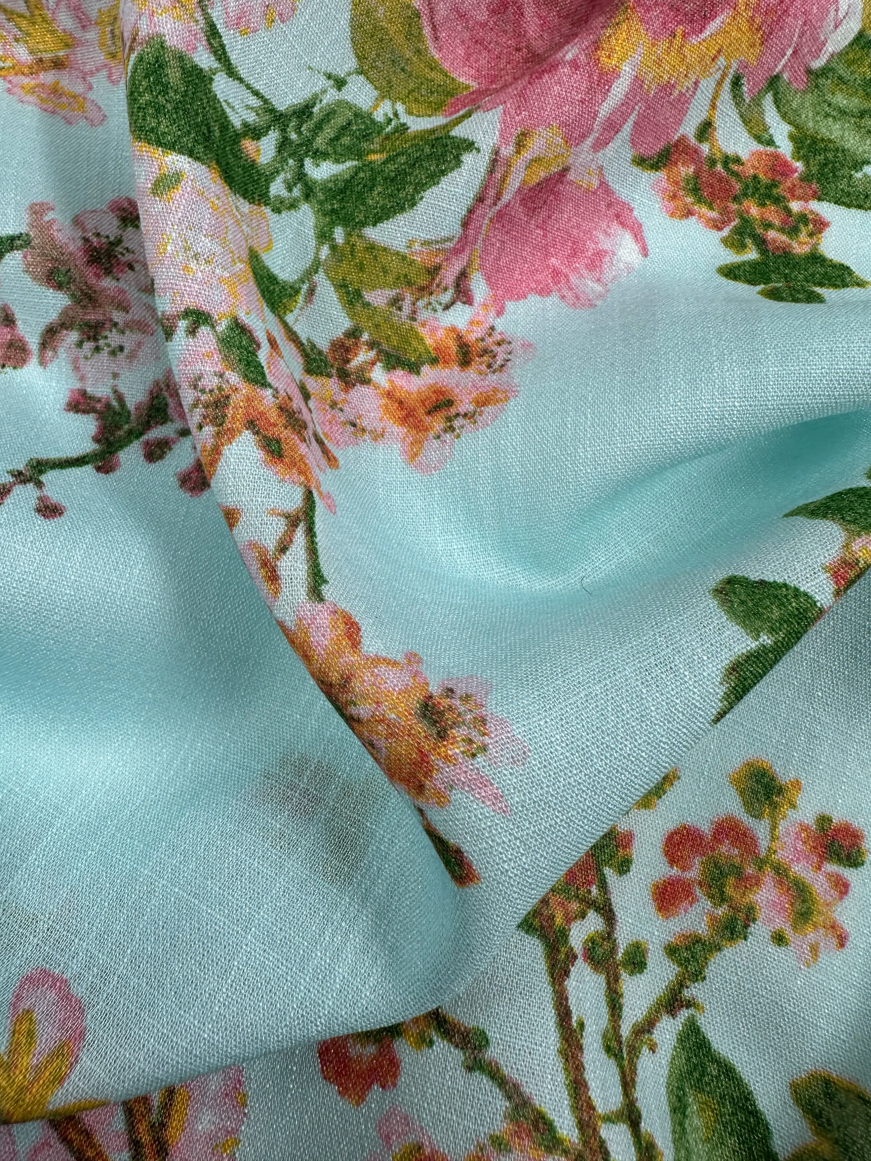 Linen Blend - Pastel Garden - 147cm