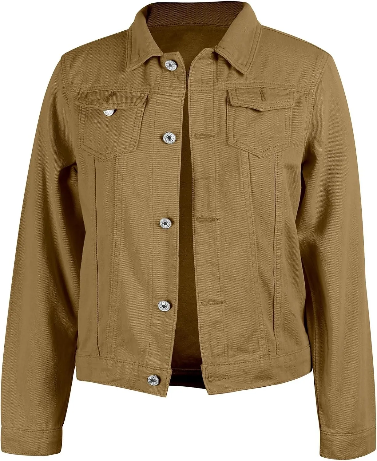 LOAIHA Cropped Denim Jacket for Women Lapel Long Sleeve Button Down Jean Jacket Lightweight Trucker Coat Fall Outwear Shacket