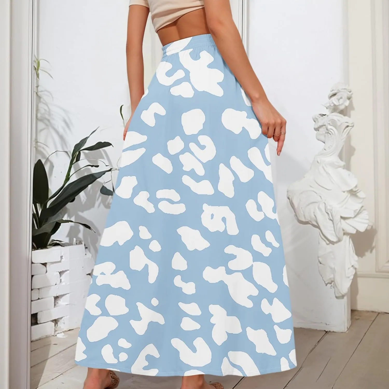 Maxi Skirts for Women 2025 Boho Summer Floral High Waist Casual A-Line Flowy Swing Flared Skirt with Pockets
