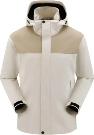 Mens Outdoor Hiking Rain Jackets Classic Soild Color Wearproof Windbreaker Autumn Winter Waterproof Ski Hooded Coats