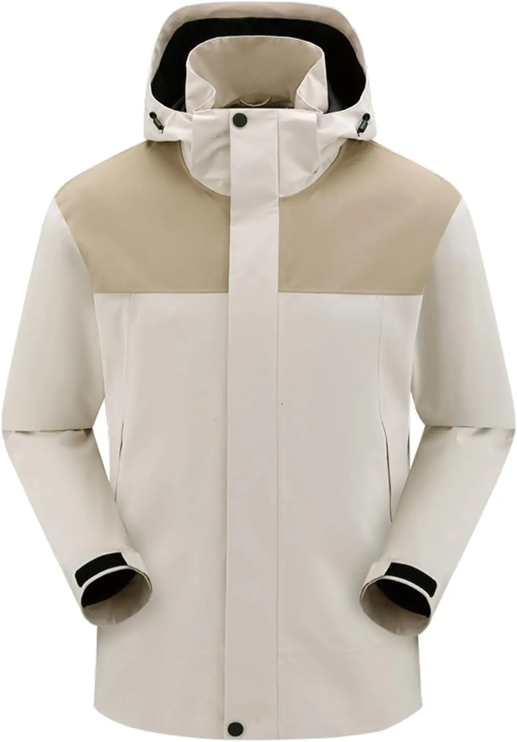 Mens Outdoor Hiking Rain Jackets Classic Soild Color Wearproof Windbreaker Autumn Winter Waterproof Ski Hooded Coats