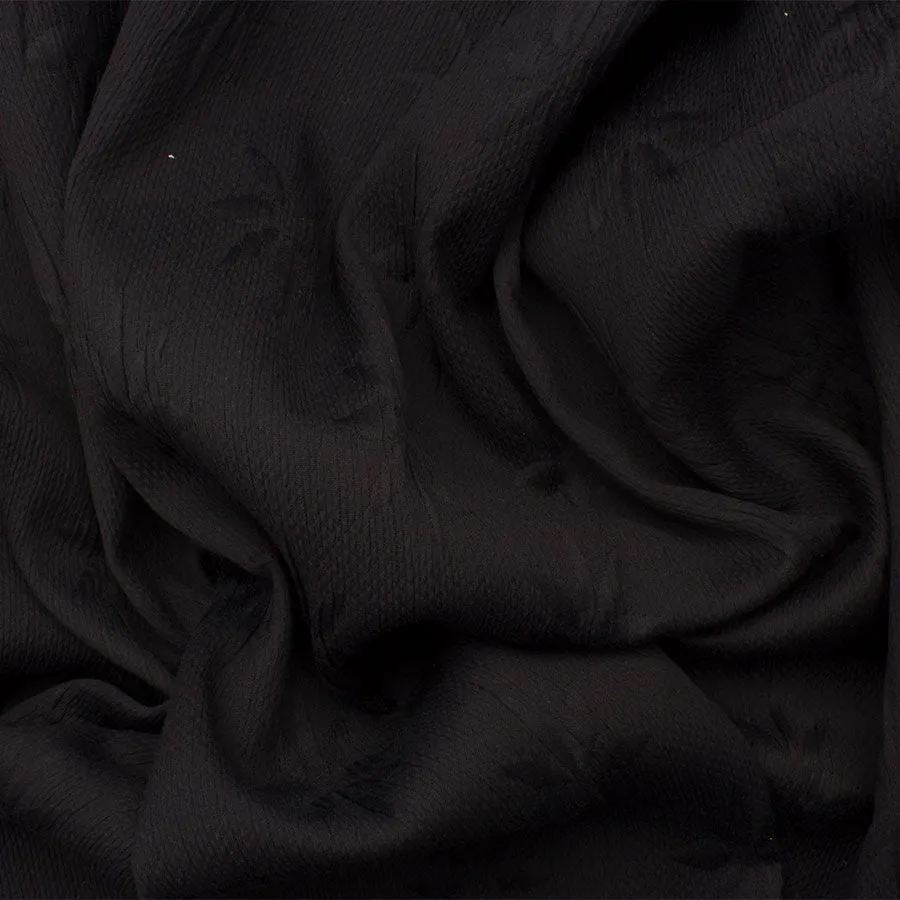 Midnight Blue Floral Stretch Cloqué