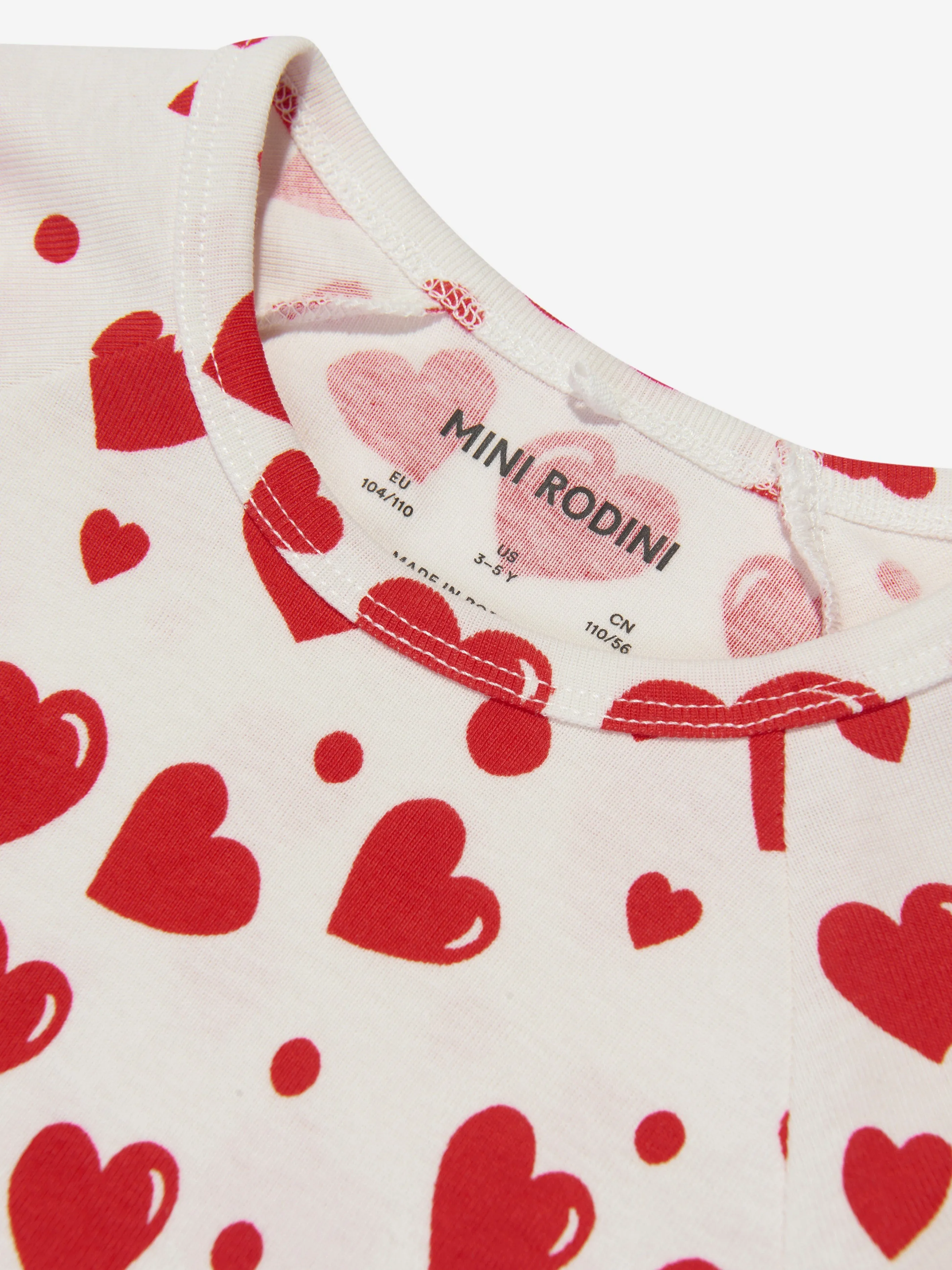 Mini Rodini Girls Hearts Long Sleeve Dress in White