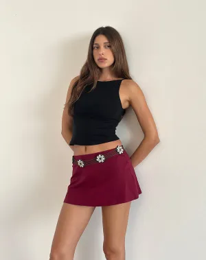 Nidya Aline Mini Skirt in Burgundy