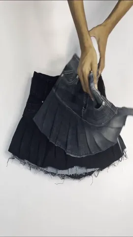 REWORKED DENIM PLEATED SKIRTS