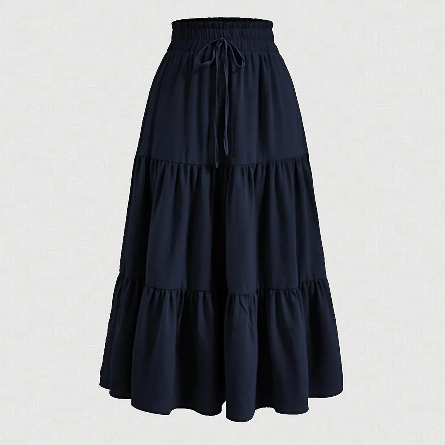 Summer Skirts for Women 2025 Vacation Boho Floral Tiered Maxi Skirt Drawstring High Waisted Flowy Ruffle A Line Skirt