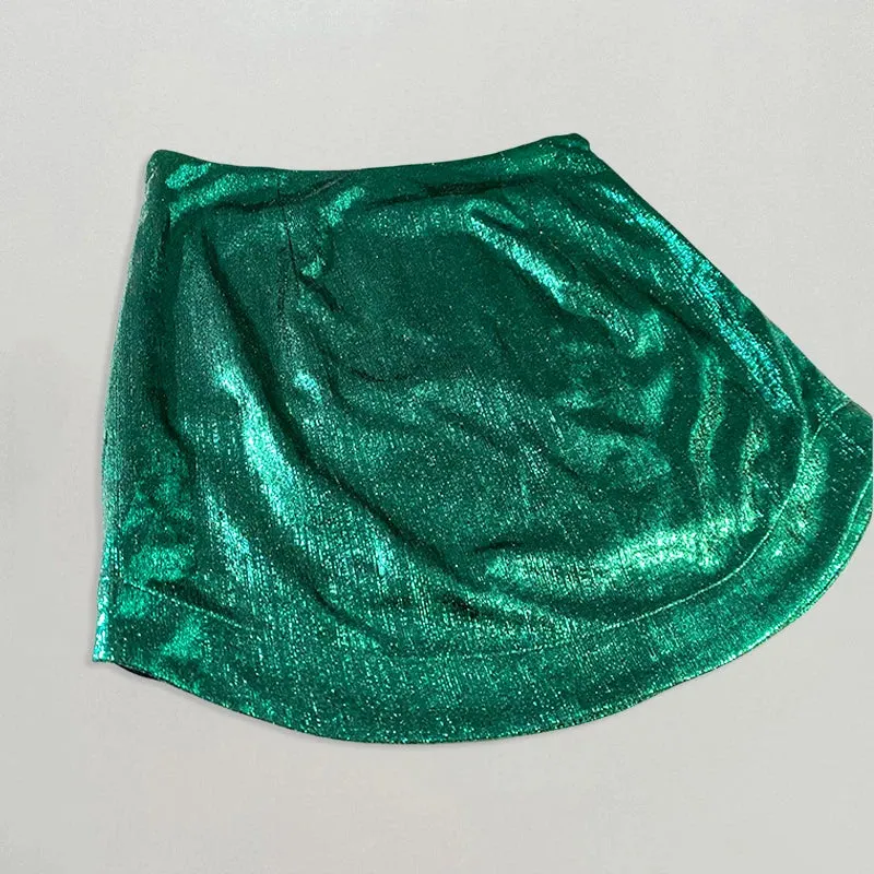 Uniwim Slim Chic Elegant Women Mini Skirts Green Satin High Street Solid Side Zipper Sexy Bodycon Skirt Faldas Mujer