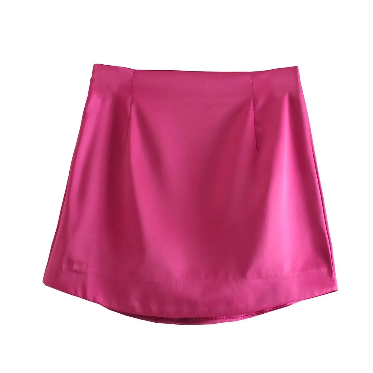 Uniwim Slim Chic Elegant Women Mini Skirts Green Satin High Street Solid Side Zipper Sexy Bodycon Skirt Faldas Mujer