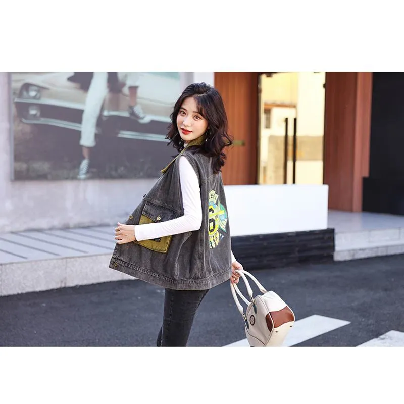 Versatile Casual Retro Plus Loose Fit Denim Jacket