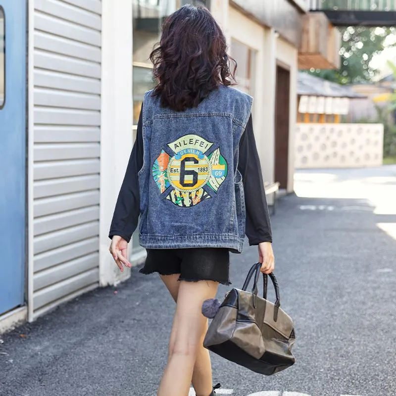 Versatile Casual Retro Plus Loose Fit Denim Jacket
